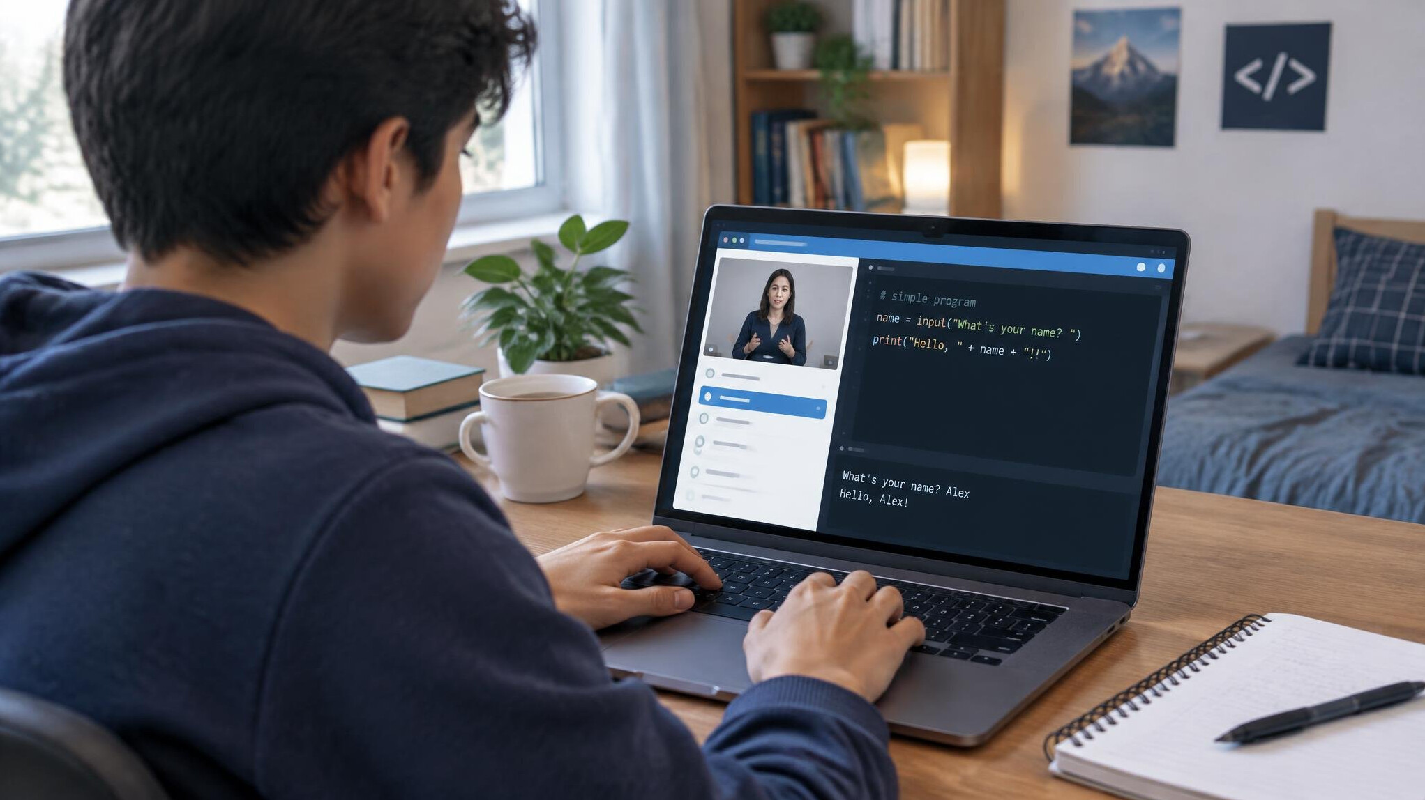 person coding on laptop at home